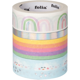 Washi-Tape Regenboog & Wolken 4-pack in de groep Creëren & Hobby / Hobbytoebehoren / Washi Tape bij Voorcrea (131590)