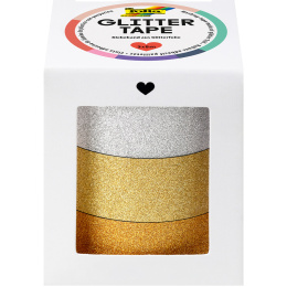 Glitter-Tape Goud 3-pack in de groep Creëren & Hobby / Hobbytoebehoren / Plakband bij Voorcrea (131601)