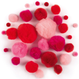 Pompons Rood 30-pack in de groep Kids / Leuk en leerzaam / Knutselmateriaal voor kinderen / Viltballen en pompons bij Voorcrea (131633)