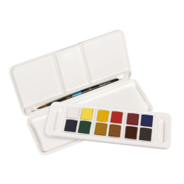 Aquarelverf Travel set 12  ½ -Half pans  in de groep Kunstenaarsmateriaal / Kunstenaarsverf / Aquarelverf / Aquarelverf in napje bij Voorcrea (132936)