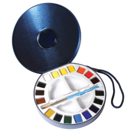 Aquarelverf Tarvel set Tin 18  ½ -Half pans  in de groep Kunstenaarsmateriaal / Kunstenaarsverf / Aquarelverf / Aquarelverf in napje bij Voorcrea (132937)