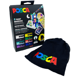 Posca Pouch PC-5M Limited Edition 8-set in de groep Pennen / Kunstenaarspotloden en -stiften / Acrylmarkers bij Voorcrea (133849)