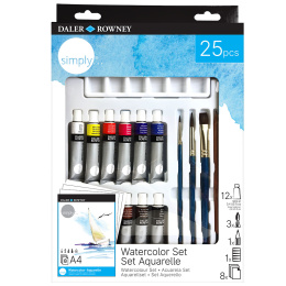 Simply Aquarelset 25 stuks in de groep Kunstenaarsmateriaal / Kunstenaarsverf / Aquarelverf bij Voorcrea (133876)