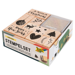 Stempelset + stempelkussen Kerst 10-pack in de groep Creëren & Hobby / Hobbytoebehoren / Stempels bij Voorcrea (133936)