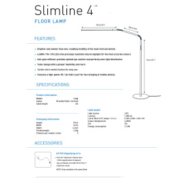 Slimline 4 Floor Lamp Brushed Steel in de groep Creëren & Hobby / Hobbytoebehoren / Verlichting bij Voorcrea (134054)