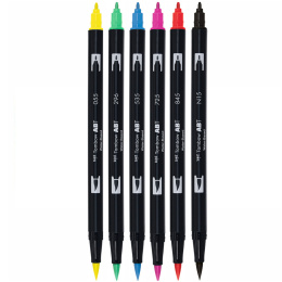 ABT Dual Brush pen 6-set Basic in de groep Pennen / Kunstenaarspotloden en -stiften / Penseelstiften bij Voorcrea (134111)