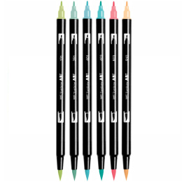 ABT Dual Brush pen 6-set Candy in de groep Pennen / Kunstenaarspotloden en -stiften / Penseelstiften bij Voorcrea (134114)