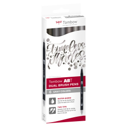 ABT Dual Brush pen 6-set Gray in de groep Pennen / Kunstenaarspotloden en -stiften / Penseelstiften bij Voorcrea (134116)