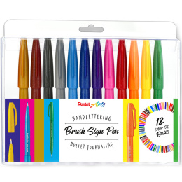 Brush Sign Pen 12-set Basic colours in de groep Pennen / Kunstenaarspotloden en -stiften / Viltstiften bij Voorcrea (134578)