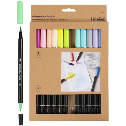 Aquarelmarkers Two-Tip Brush 12-set in de groep Pennen / Kunstenaarspotloden en -stiften / Penseelstiften bij Voorcrea (134825)