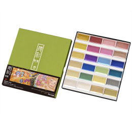 Gansai Tambi Aquarel 24-set Metallic in de groep Kunstenaarsmateriaal / Kunstenaarsverf / Aquarelverf / Aquarelverf in napje bij Voorcrea (135536)