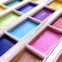 Gansai Tambi Aquarel 24-set Metallic in de groep Kunstenaarsmateriaal / Kunstenaarsverf / Aquarelverf / Aquarelverf in napje bij Voorcrea (135536)