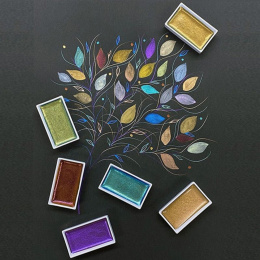 Gansai Tambi Aquarel 24-set Metallic 2 in de groep Kunstenaarsmateriaal / Kunstenaarsverf / Aquarelverf / Aquarelverf in napje bij Voorcrea (135538)