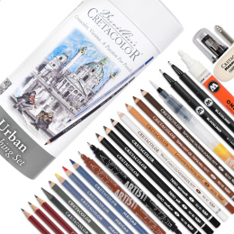 Cretacolor Urban Sketching Set 22-delig in de groep Pennen / Kunstenaarspotloden en -stiften / Schetspotloden bij Voorcrea (135649)