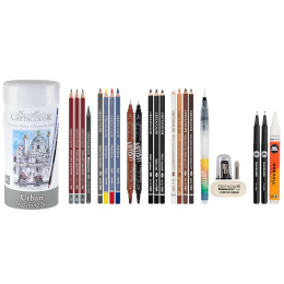 Cretacolor Urban Sketching Set 22-delig in de groep Pennen / Kunstenaarspotloden en -stiften / Schetspotloden bij Voorcrea (135649)