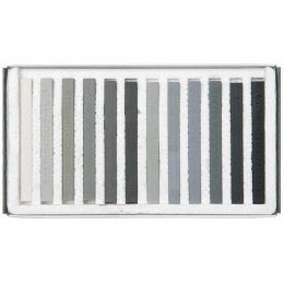 Pastelkrijtjes Hard Grijstinten 12-delig in de groep Kunstenaarsmateriaal / Krijt en potloden / Pastelkrijt bij Voorcrea (135650)