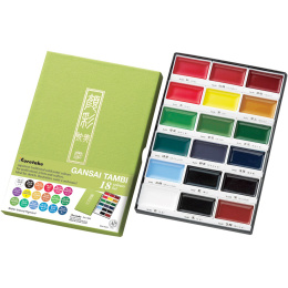 Gansai Tambi Aquarel 18-set in de groep Kunstenaarsmateriaal / Kunstenaarsverf / Aquarelverf / Aquarelverf in napje bij Voorcrea (135660)