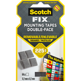 Scotch-FIX Verwijderbare bevestigingskussens 12,7x12,7 mm 64-pack in de groep Creëren & Hobby / Hobbytoebehoren / Plakband / Plakkussentjes bij Voorcrea (135681)