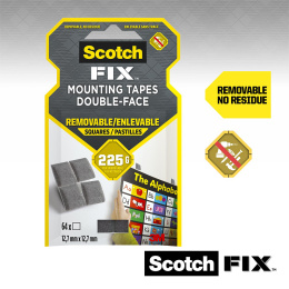 Scotch-FIX Verwijderbare bevestigingskussens 12,7x12,7 mm 64-pack in de groep Creëren & Hobby / Hobbytoebehoren / Plakband / Plakkussentjes bij Voorcrea (135681)