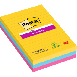 Post-it Super Sticky 101 x 152 mm Kleurenmix Carnival Gelijnd 3-pack in de groep Papier & Blokken / Schrijven en noteren / Post-it en notitieblokjes bij Voorcrea (135725)