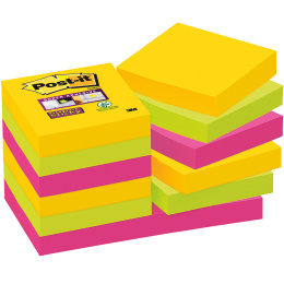Post-it Super Sticky 47,6x47,6 Kleurenmix Carnival 12-pack in de groep Papier & Blokken / Schrijven en noteren / Post-it en notitieblokjes bij Voorcrea (135729)