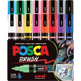 Posca Brush PC-5BR 16-set in de groep Pennen / Kunstenaarspotloden en -stiften / Illustratiemarkers bij Voorcrea (135921)