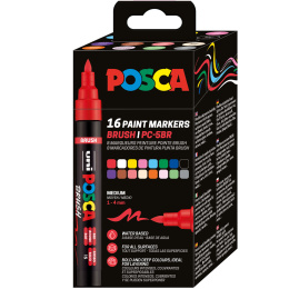Posca Brush PC-5BR 16-set in de groep Pennen / Kunstenaarspotloden en -stiften / Illustratiemarkers bij Voorcrea (135921)