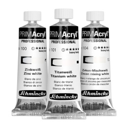 PRIMAcryl Acrylverf 35 ml Wit 3-delige set in de groep Kunstenaarsmateriaal / Kunstenaarsverf / Acrylverf bij Voorcrea (136015)