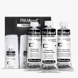 PRIMAcryl Acrylverf 35 ml Wit 3-delige set in de groep Kunstenaarsmateriaal / Kunstenaarsverf / Acrylverf bij Voorcrea (136015)