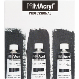 PRIMAcryl Acrylverf 35 ml Zwart 3-delige set in de groep Kunstenaarsmateriaal / Kunstenaarsverf / Acrylverf bij Voorcrea (136016)