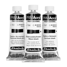 PRIMAcryl Acrylverf 35 ml Zwart 3-delige set in de groep Kunstenaarsmateriaal / Kunstenaarsverf / Acrylverf bij Voorcrea (136016)