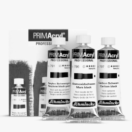PRIMAcryl Acrylverf 35 ml Zwart 3-delige set in de groep Kunstenaarsmateriaal / Kunstenaarsverf / Acrylverf bij Voorcrea (136016)