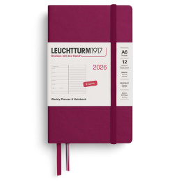 Kalender Weekly Planner & Notebook 2026 A6 Port Red in de groep Papier & Blokken / Kalenders en agenda's / 12 maanden agenda's bij Voorcrea (136232)