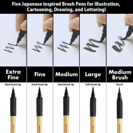 Bimoji Fude Brush Pen 5-set in de groep Pennen / Kunstenaarspotloden en -stiften / Brushpennen bij Voorcrea (136420)