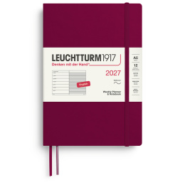Kalender Weekly Planner & Notebook 2027 A5 Soft Cover Port Red in de groep Papier & Blokken / Kalenders en agenda's / 12 maanden agenda's bij Voorcrea (137496)