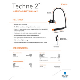 Techne 2 Artist & Drafting Lamp in de groep Creëren & Hobby / Hobbytoebehoren / Verlichting bij Voorcrea (137590)