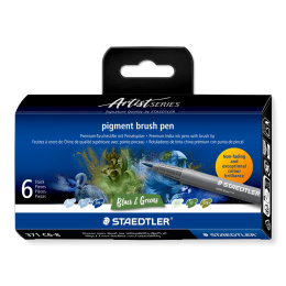 Pigment Arts Brush Pen 6-set Blue/Green in de groep Pennen / Kunstenaarspotloden en -stiften / Brushpennen bij Voorcrea (137618)