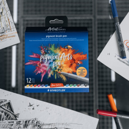 Pigment Arts Brush Pen 12-set Basic in de groep Pennen / Kunstenaarspotloden en -stiften / Brushpennen bij Voorcrea (137620)