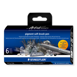 Pigment Arts Soft Brush Pen 6-set Grey in de groep Pennen / Kunstenaarspotloden en -stiften / Brushpennen bij Voorcrea (137626)