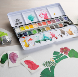 Akademie Aquarell Half Pans 24-set in de groep Kunstenaarsmateriaal / Kunstenaarsverf / Aquarelverf / Aquarelverf in napje bij Voorcrea (137802)