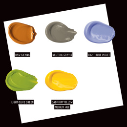 Acrylverf Basics Fabric Painting 5 x 22 ml in de groep Kunstenaarsmateriaal / Kunstenaarsverf / Acrylverf bij Voorcrea (137830)