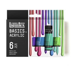 Acrylverf Basics Metallic Set 6x22 ml in de groep Kunstenaarsmateriaal / Kunstenaarsverf / Acrylverf bij Voorcrea (137836)