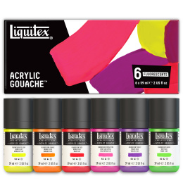 Gouacheverf Fluorescent Set 6x59 ml in de groep Kunstenaarsmateriaal / Kunstenaarsverf / Gouache bij Voorcrea (137842)