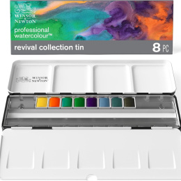 Professional Aquarelverf 1/2 napje Revival 8-set + 16 lege napjes in de groep Kunstenaarsmateriaal / Kunstenaarsverf / Aquarelverf / Aquarelverf in napje bij Voorcrea (137998)
