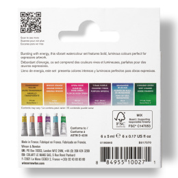 Professional Aquarelverf Tube 5 ml Vibrant 6-set in de groep Kunstenaarsmateriaal / Kunstenaarsverf / Aquarelverf / Aquarelverf in tube bij Voorcrea (138007)