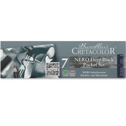 Nero Deep Black set 7-delig in de groep Kunstenaarsmateriaal / Krijt en potloden / Houtskoolpotloden en houtskool bij Voorcrea (138029)