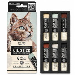 Oil Stick Mini 6-set Tabby cat in de groep Kunstenaarsmateriaal / Krijt en potloden / Oliekrijt bij Voorcrea (138062)