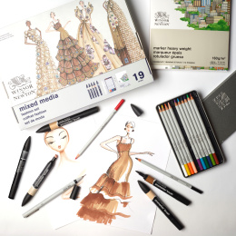Mixed Media Fashion Set 19-delig in de groep Pennen / Kunstenaarspotloden en -stiften / Illustratiemarkers bij Voorcrea (138078)