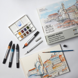 Mixed Media Urban Sketching Set 16-delig in de groep Pennen / Kunstenaarspotloden en -stiften / Illustratiemarkers bij Voorcrea (138079)