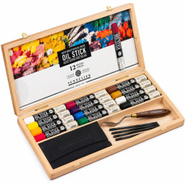 Oil Stick Houten kist 12-set + accessoires in de groep Kunstenaarsmateriaal / Krijt en potloden / Oliekrijt bij Voorcrea (138092)